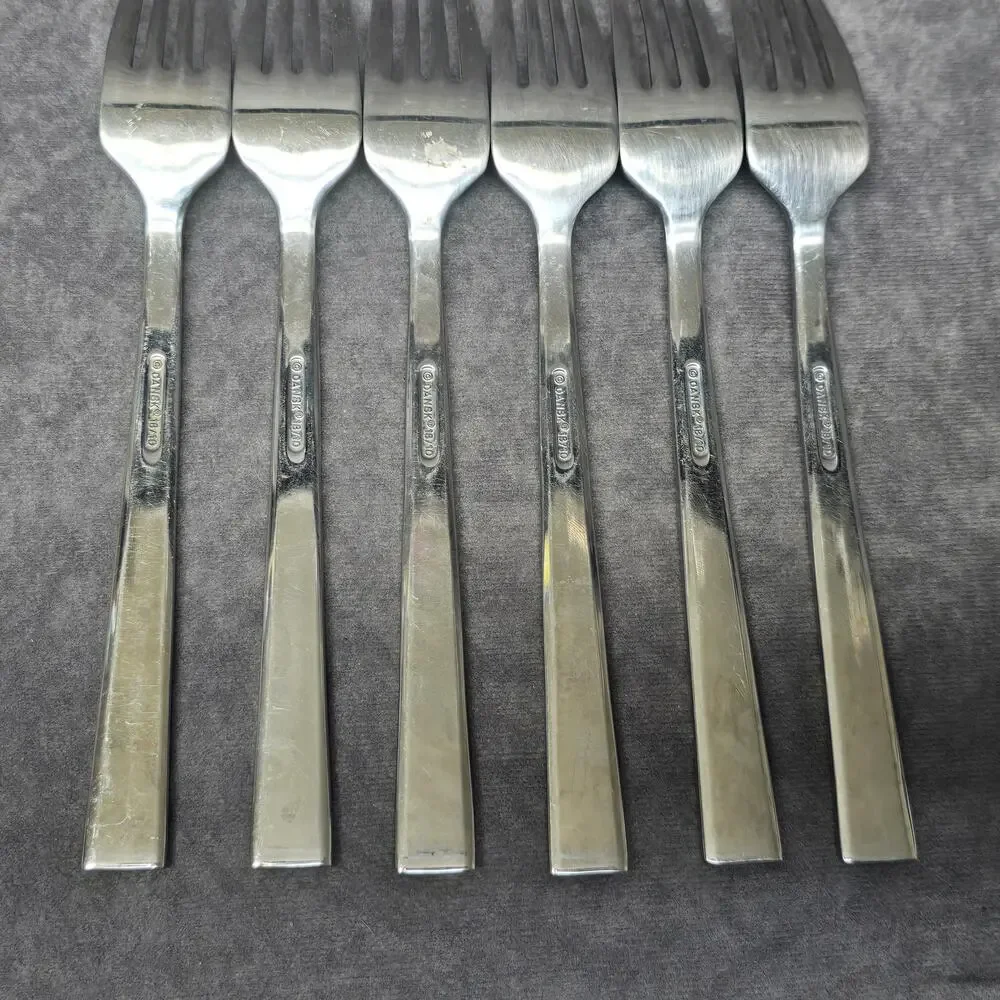 Dansk 18/10 Meridian Stainless Dinner Forks Glossy Flat Tip Flatware Silverware